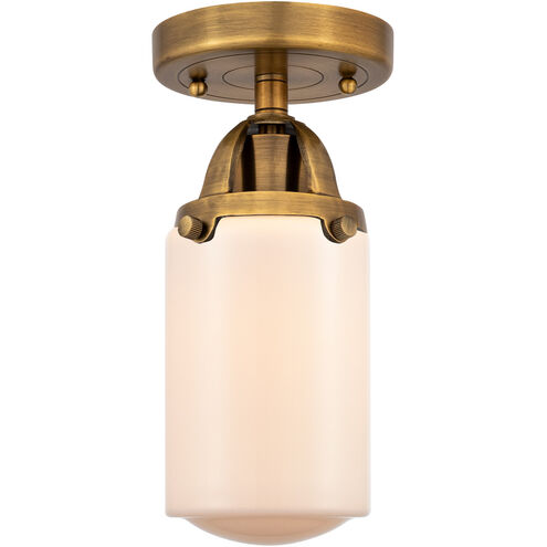 Nouveau 2 Dover LED 5 inch Brushed Brass Semi-Flush Mount Ceiling Light in Matte White Glass