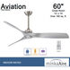 Aviation 60 inch Brushed Nickel/Silver with Silver Blades Ceiling Fan