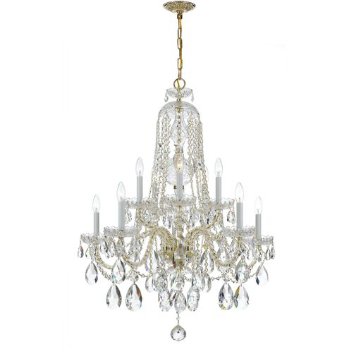 Traditional Crystal 10 Light 32 inch Polished Brass Chandelier Ceiling Light in Clear Spectra