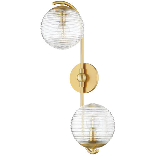 Sara 2 Light 11.75 inch Aged Brass Wall Sconce Wall Light