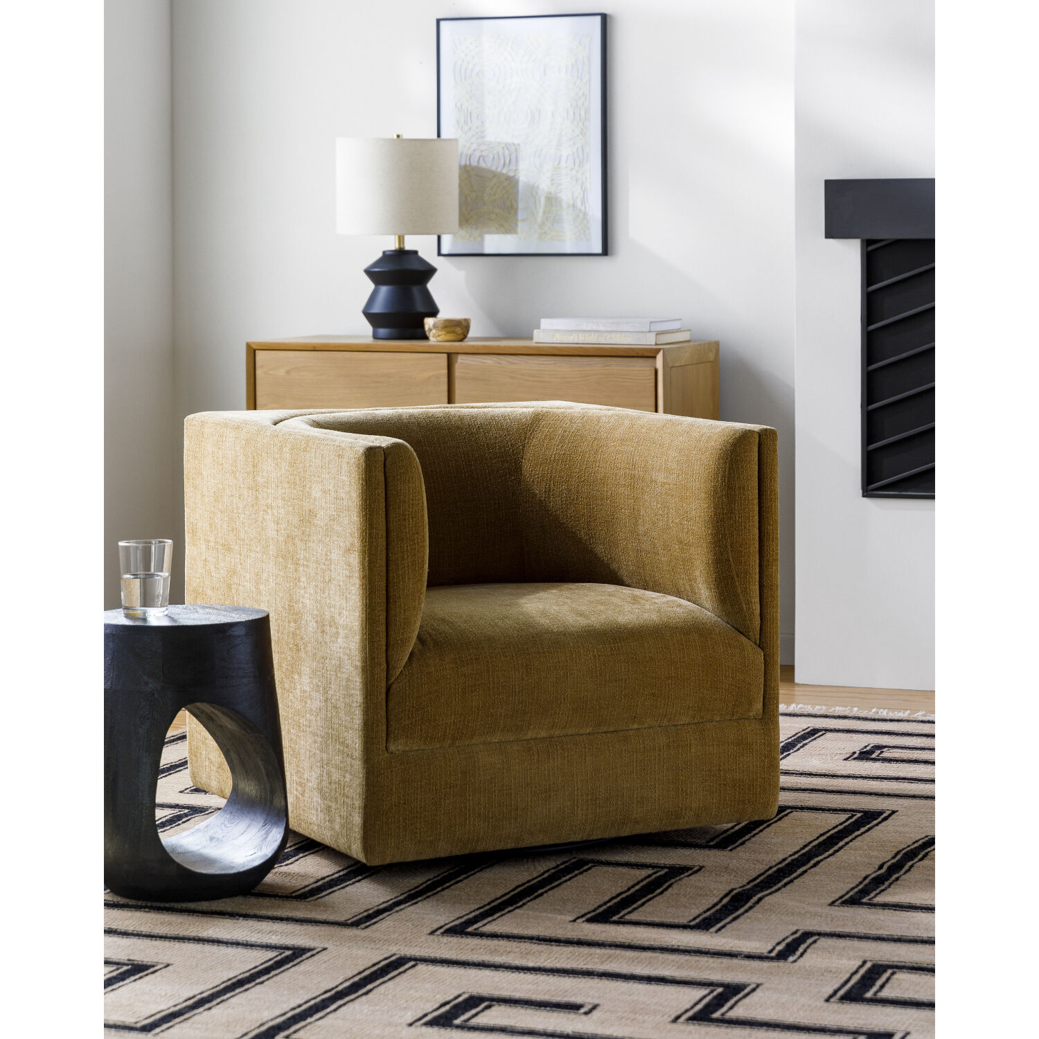 Vivienne Mustard / Brown Swivel Chair