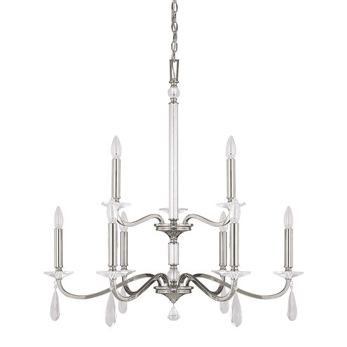 Capital Lighting Alisa 9 Light Chandelier in Polished Nickel with Crystals 4489PN-000-CR