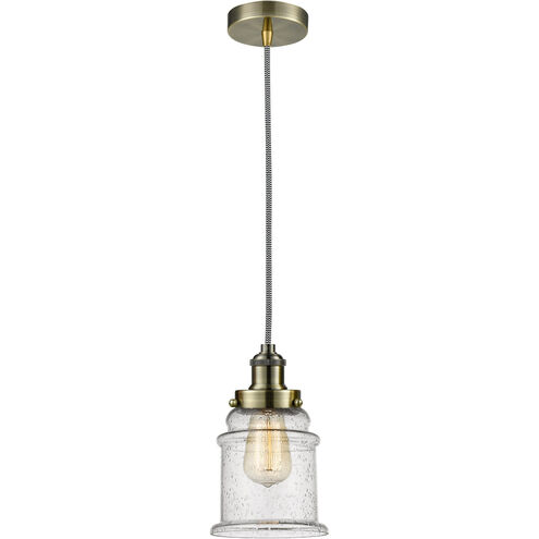 Edison Canton 1 Light 8 inch Antique Brass Mini Pendant Ceiling Light in Zebra, Edison