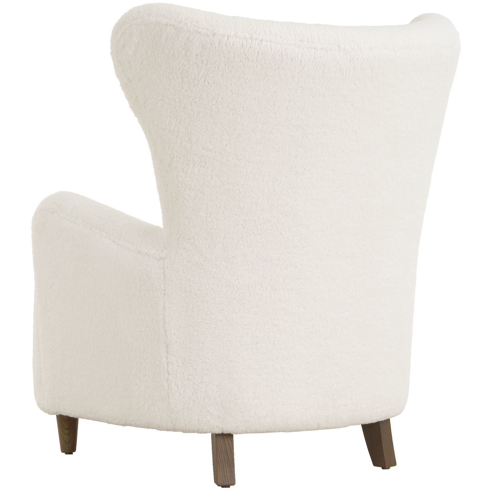 Ingel White Faux Sheepskin and Walnut Wingback Armchair