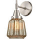 Caden 1 Light 6 inch Satin Nickel Sconce Wall Light in Seedy Glass