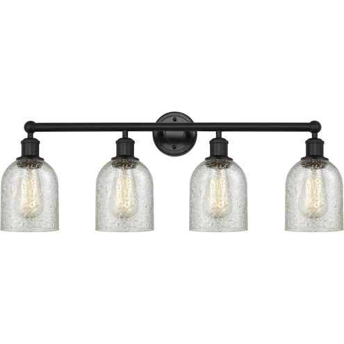 Edison Caledonia 4 Light 32 inch Matte Black Bath Vanity Light Wall Light in Mica Glass