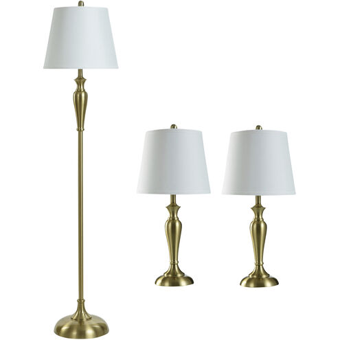 Cameron 61 inch 100.00 watt Antique Brass/White Lamp Set Portable Light, Set of 3