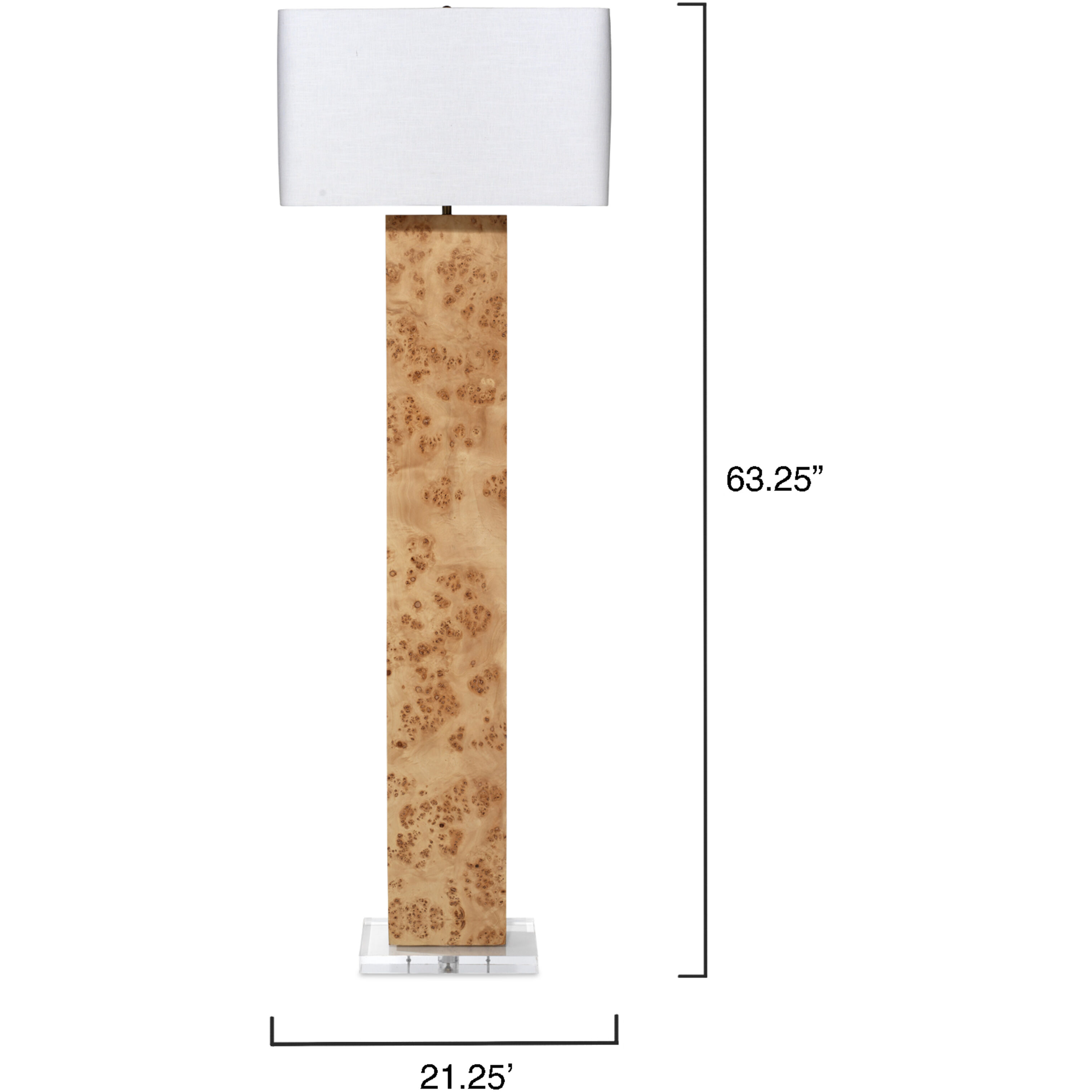 Parallel 63.25 inch 150 watt Natural Burl Wood Floor Lamp Portable Light