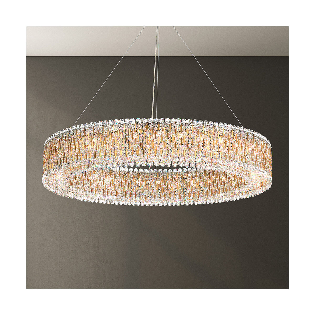 Sarella 32 Light 59 inch Heirloom Gold Pendant Ceiling Light in Swarovski