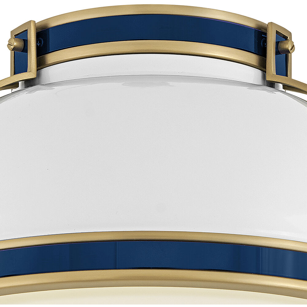Barton 2 Light 14.25 inch Gloss White with Lacquered Brass and Vivid Navy Flush Mount Ceiling Light