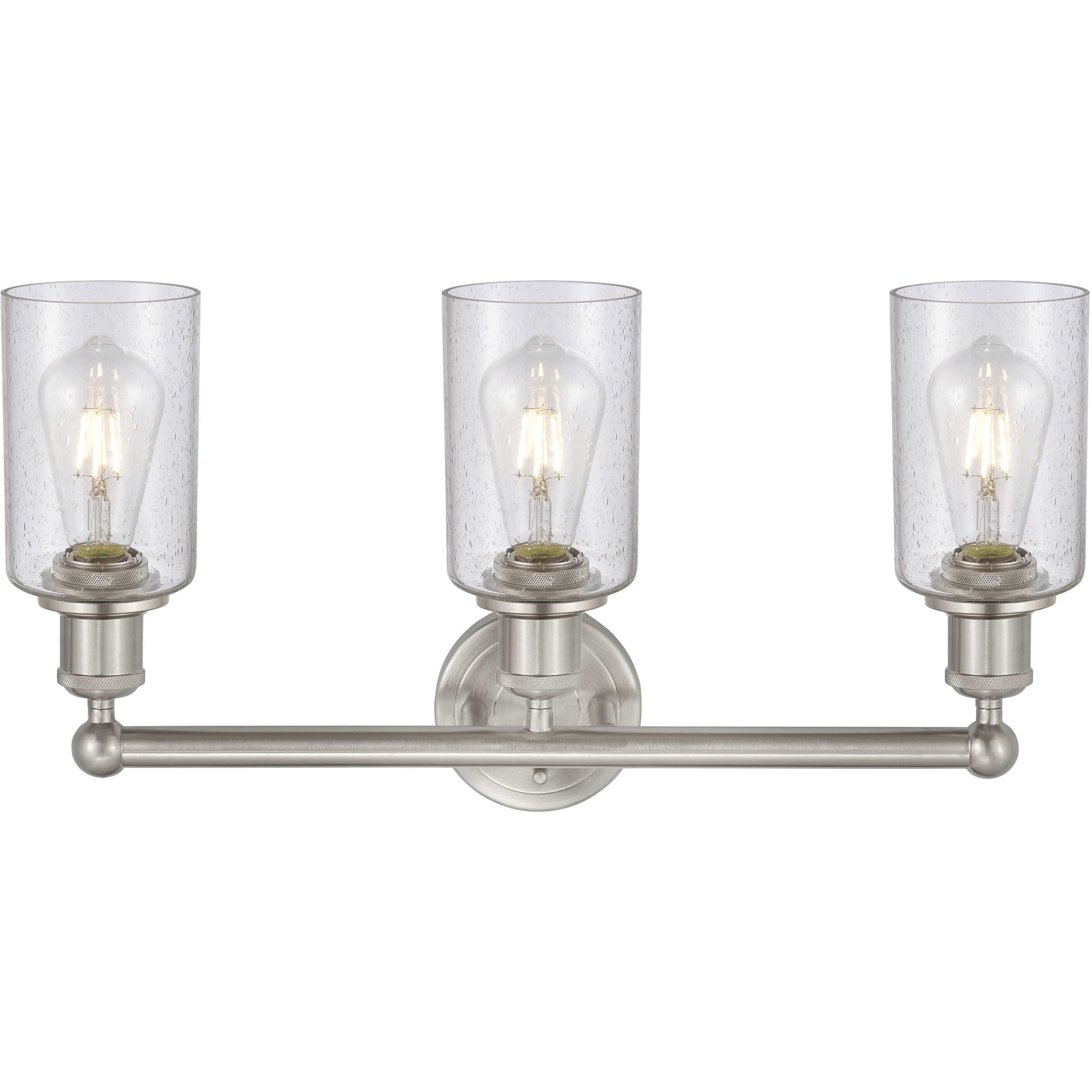 Clymer 3 Light 21.88 inch Brushed Satin Nickel Bath Vanity Light Wall Light in Seedy Glass