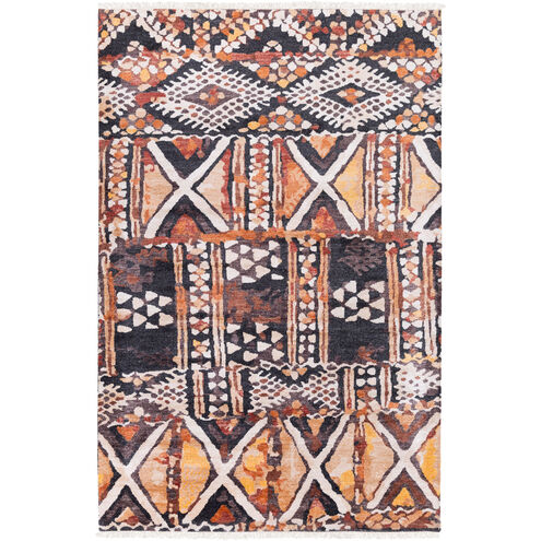 Zambia 120 X 96 inch Khaki/Camel/Saffron/Burnt Orange/Tan/Black Rugs, Bamboo Silk and Wool