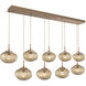 Nova LED LED Novel Brass Linear Pendant Ceiling Light in 2700K LED, Zircon Inner - Bronze Outer, Multi-Pendant