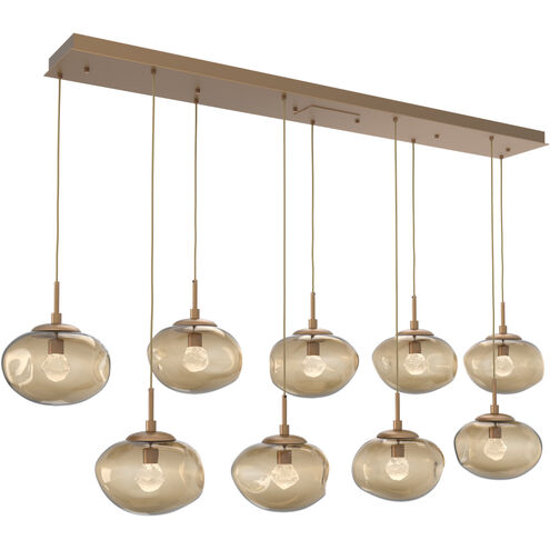 Nova LED LED Novel Brass Linear Pendant Ceiling Light in 2700K LED, Zircon Inner - Bronze Outer, Multi-Pendant
