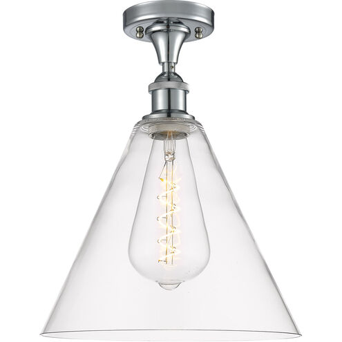 Ballston Cone LED 12 inch Polished Chrome Semi-Flush Mount Ceiling Light in Clear Glass