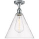 Ballston Cone LED 12 inch Polished Chrome Semi-Flush Mount Ceiling Light in Clear Glass