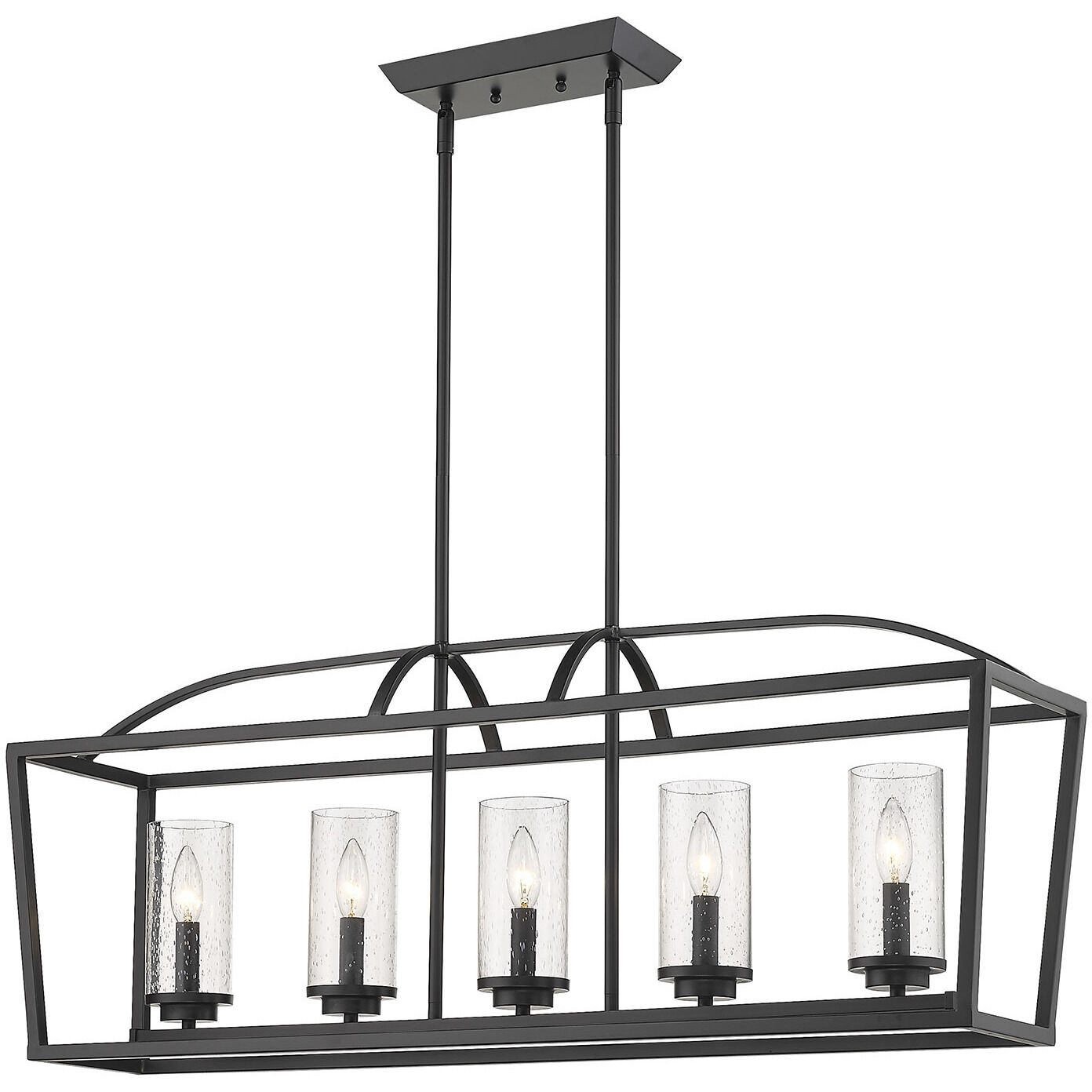 Mercer Island Light Ceiling Light in Seeded Glass, Matte Black/Matte Black