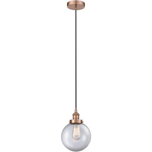 Edison Beacon LED 8 inch Antique Copper Mini Pendant Ceiling Light