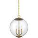 Modern 3 Light 13.75 inch Natural Brass Pendant Ceiling Light