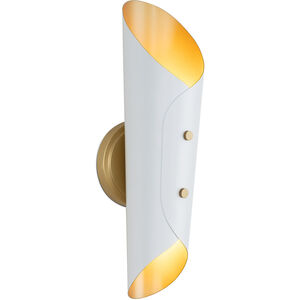 Vest 2 Light 47.5 inch White and Natural Brass Sconce Wall Light