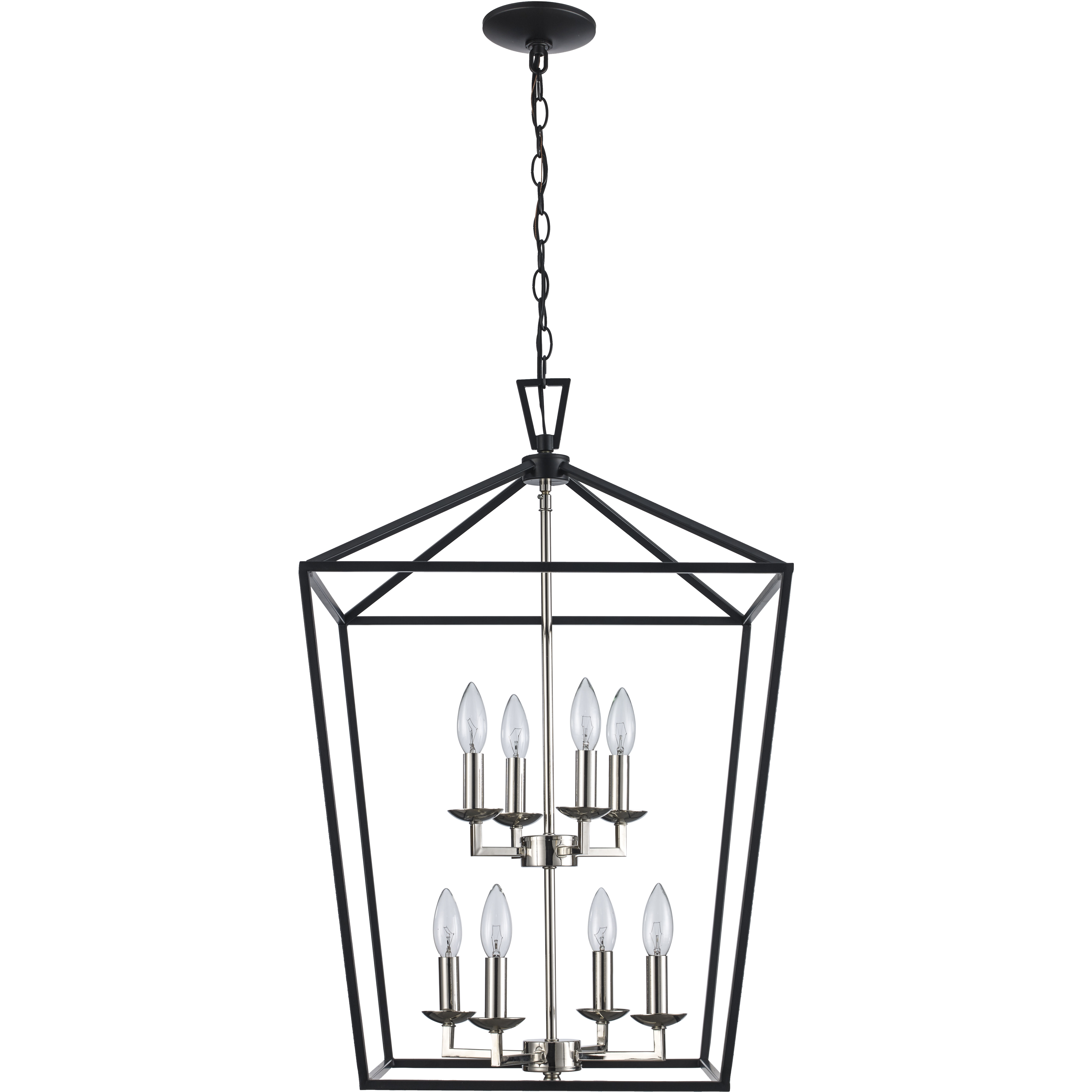 Lacey 8 Light 19 inch Polished Chrome and Black Pendant Ceiling Light