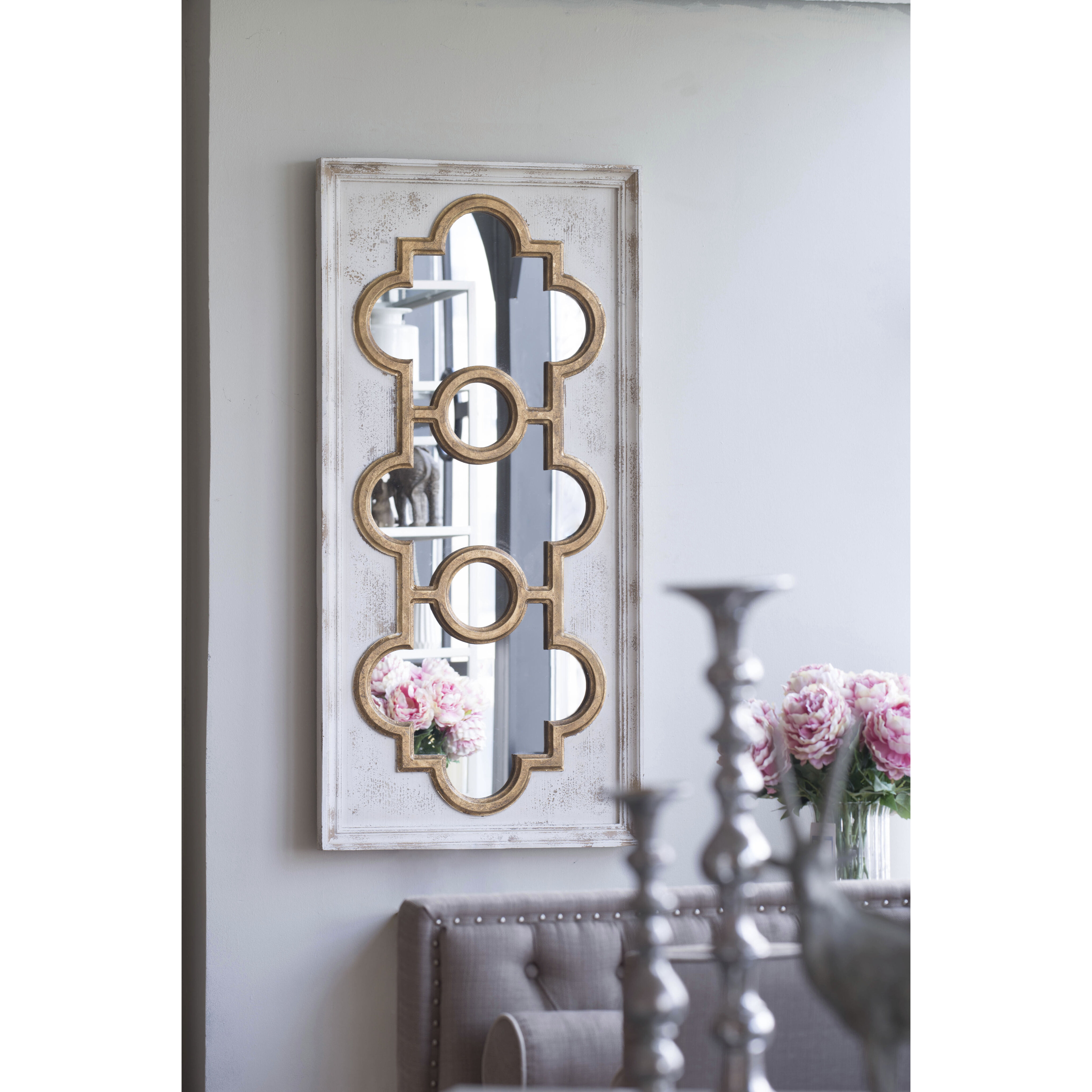 Henley 57.5 X 27.62 inch Antique White and Gold Mirror