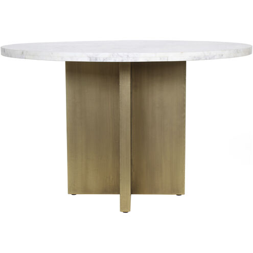 Graze 48 X 48 inch White Marble / Brass Antique Clading Dining Table