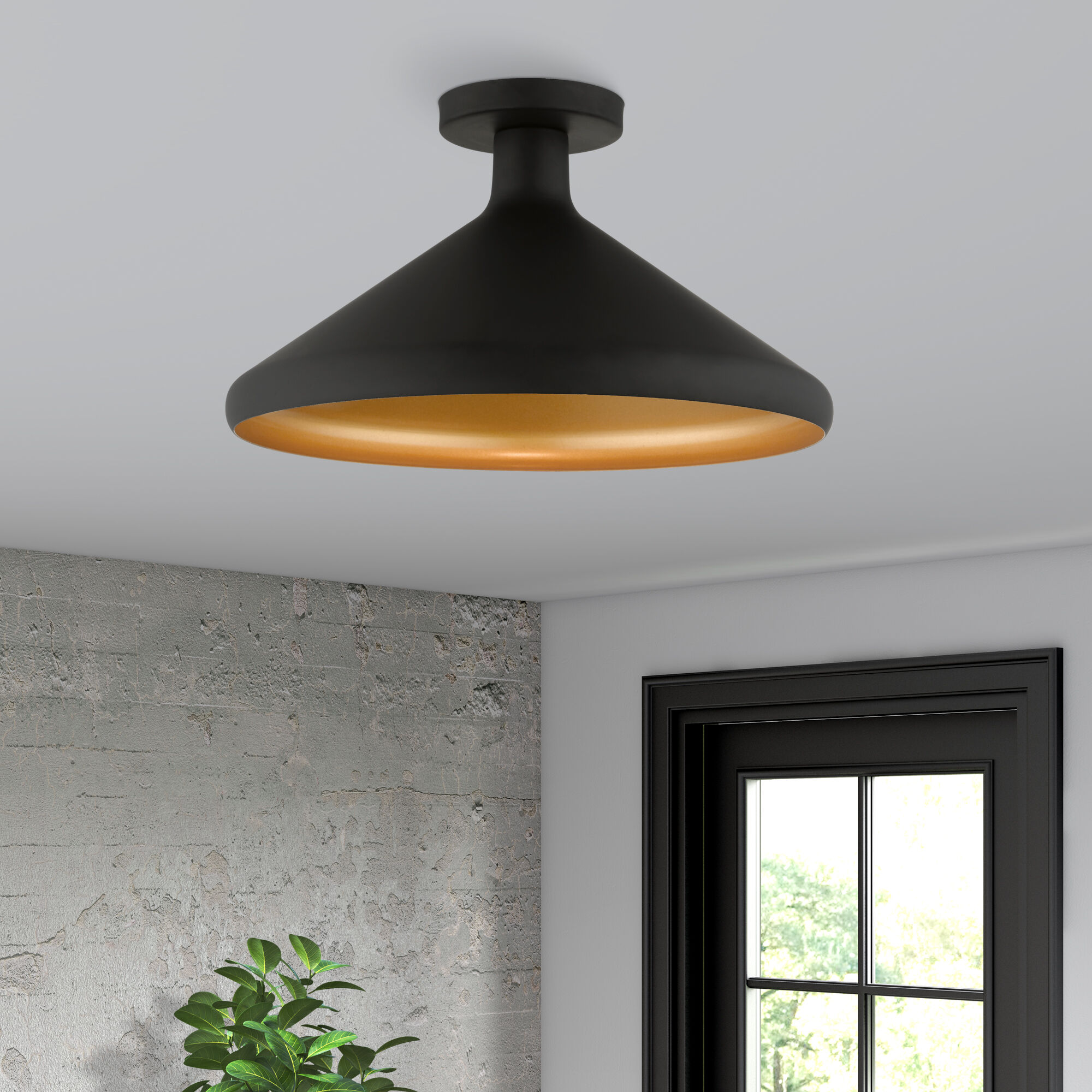 Geneva 1 Light 15 inch Black Semi-Flush Mount Ceiling Light