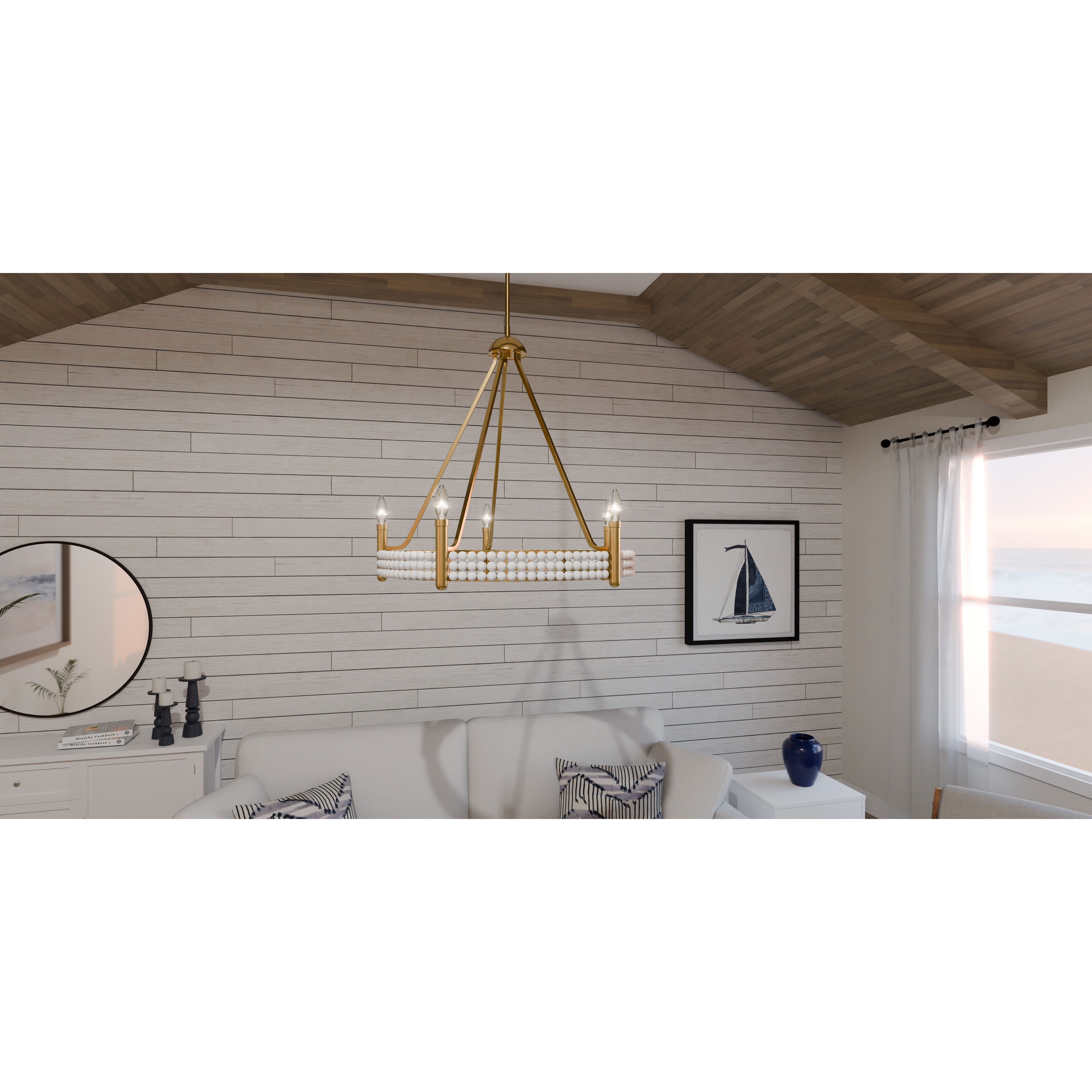 Molly 5 Light 27 inch Brushed Gold Chandelier Ceiling Light