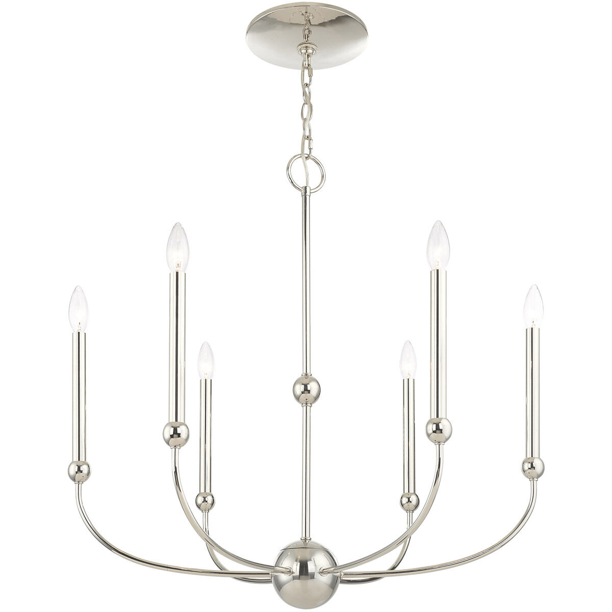 Cortlandt 6 Light 28 inch Polished Nickel Chandelier Ceiling Light