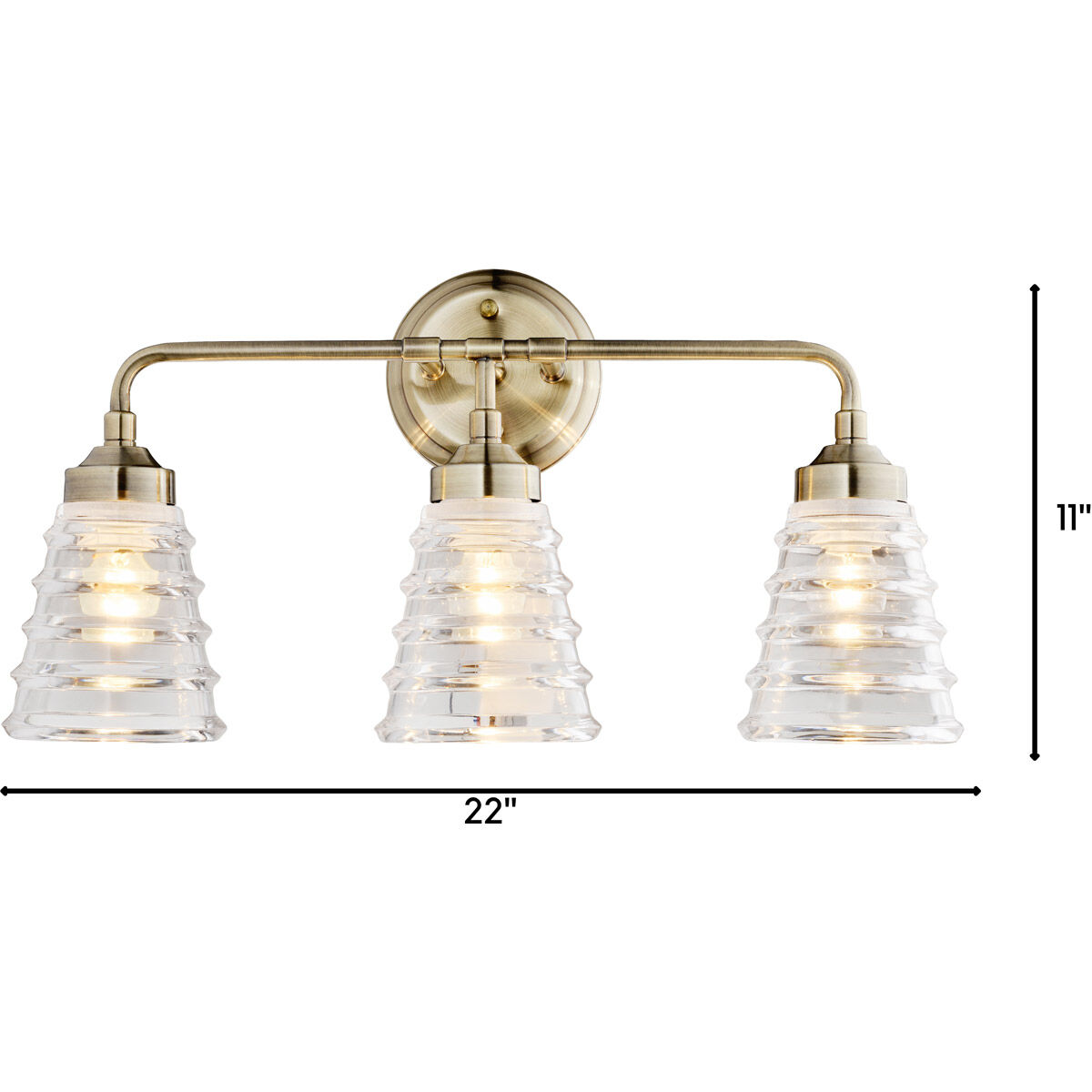 Amherst 3 Light 22 inch Antique Brass Bath Vanity Wall Light