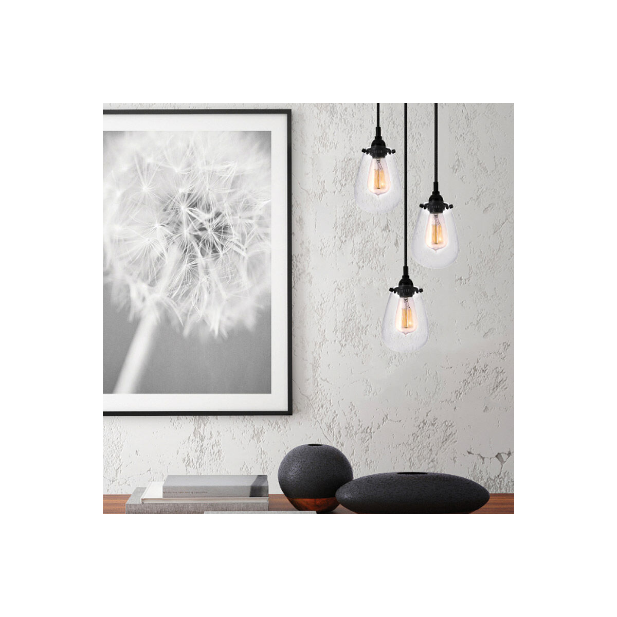 Chelsea 3 Light 12 inch Satin Black Pendant Ceiling Light