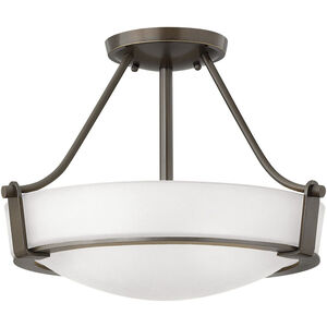 Hathaway LED 16 inch Olde Bronze Indoor Semi-Flush Mount Ceiling Light in Etched White