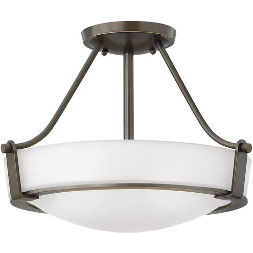 Hathaway 3 Light 16 inch Olde Bronze Indoor Semi-Flush Mount Ceiling Light in Etched White