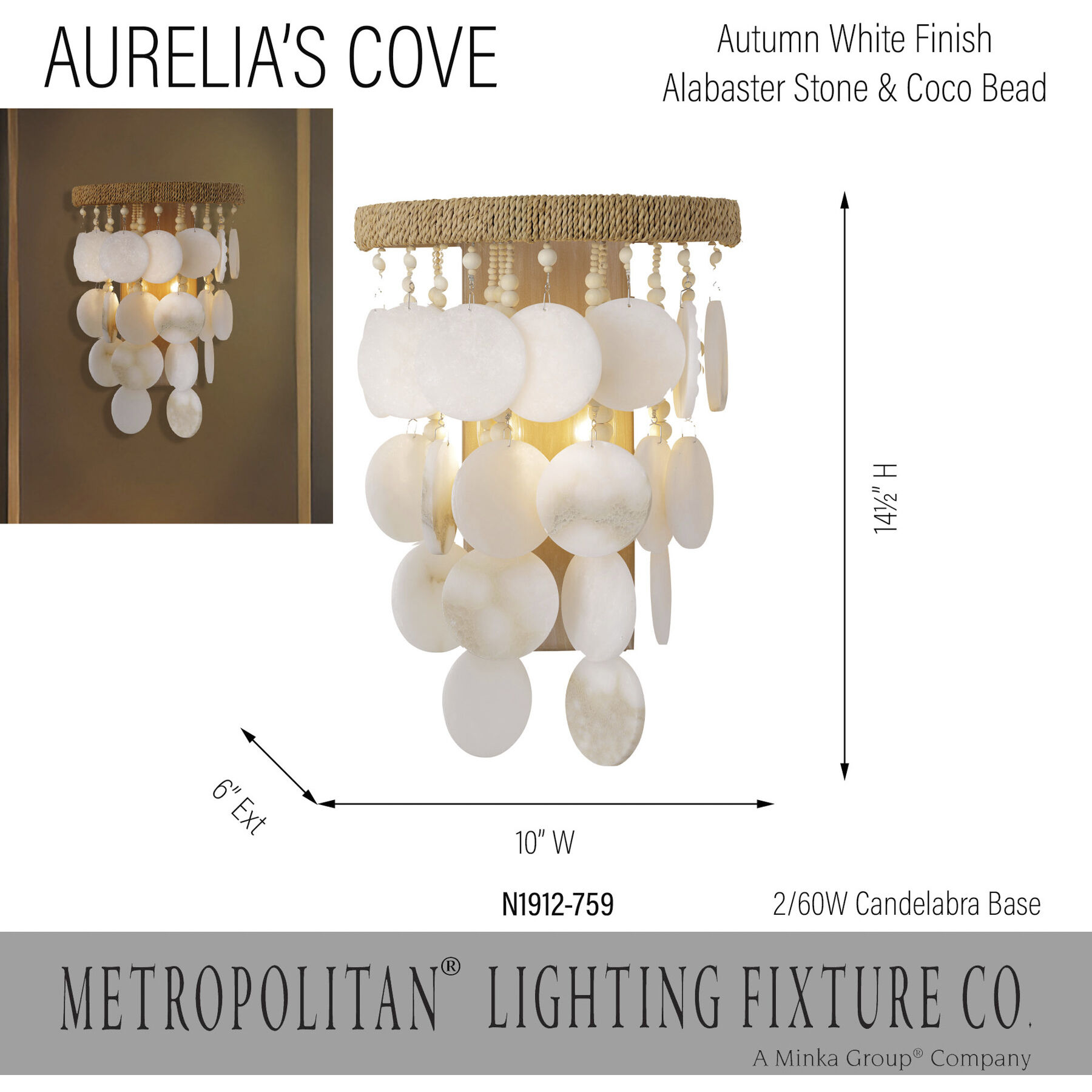 Aurelia's Cove 2 Light 10 inch Autumn White Wall Sconce Wall Light