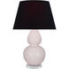 Double Gourd 30 inch 150 watt Rose Water with Lucite Table Lamp Portable Light in Ink Black with Rose Red
