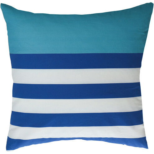 Dann Foley 24 inch Teal and White and Navy Blue Decorative Pillow