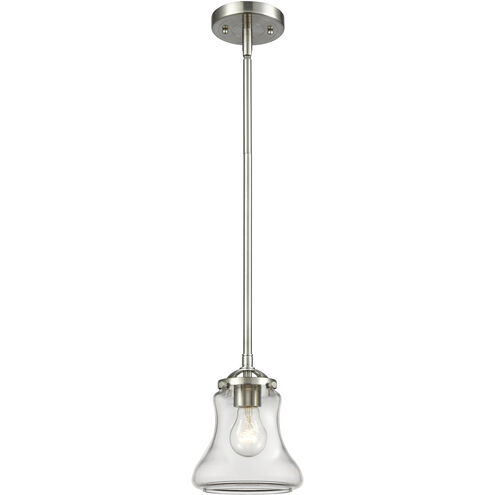 Nouveau Bellmont 1 Light 6 inch Brushed Satin Nickel Mini Pendant Ceiling Light in Matte White Glass, Nouveau