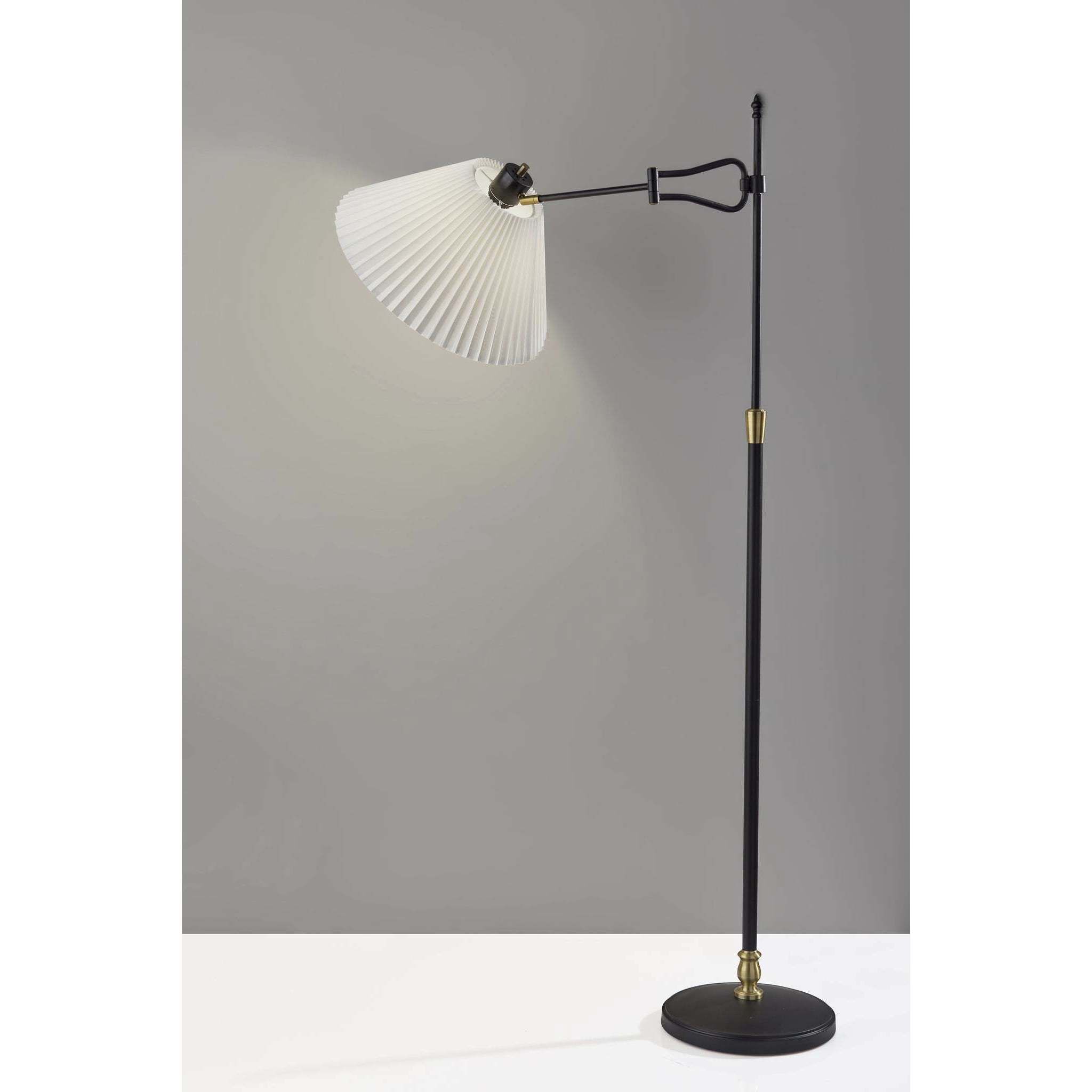 Elijah 61.25 inch 60.00 watt Black and Antique Brass Floor Lamp Portable Light