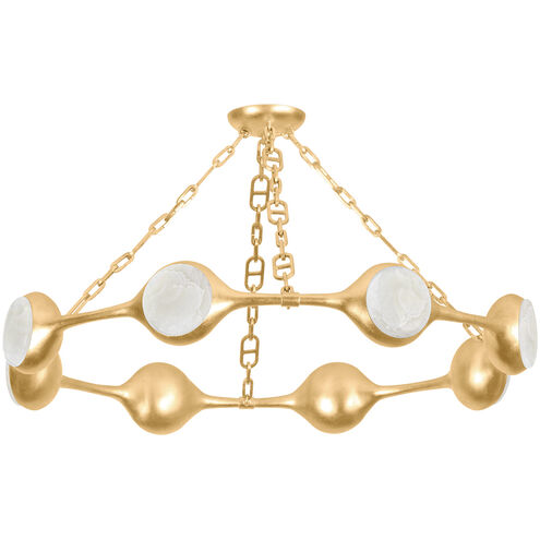 Riviere LED 40 inch Vintage Gold Leaf Chandelier Ceiling Light