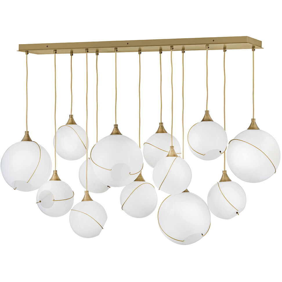 Lisa McDennon Skye 13 Light 60.25 inch Heritage Brass Linear Pendant Ceiling Light in Heritage Brass / Cased Opal