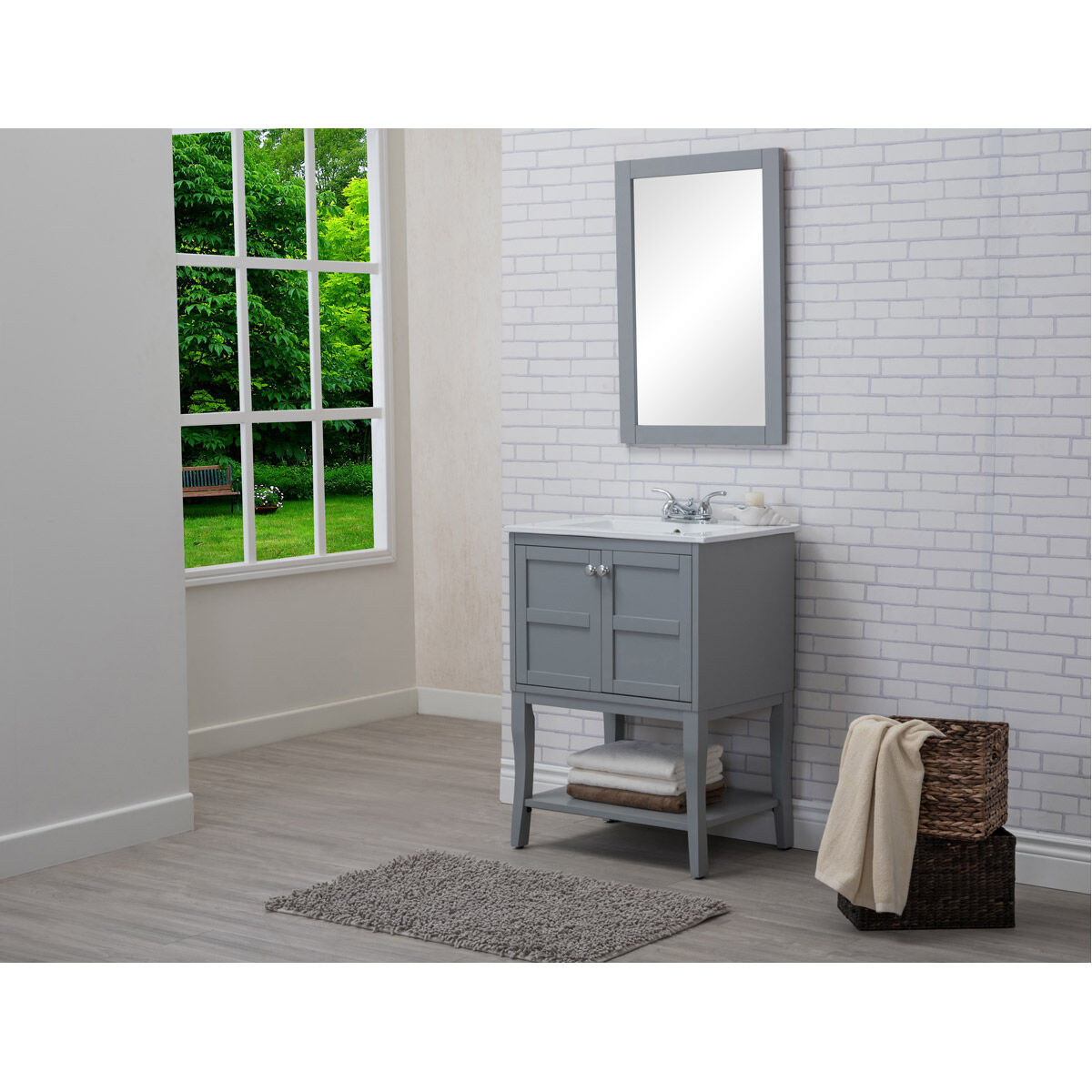 Mason 24 X 33 inch Grey and Chrome Vanity Set
