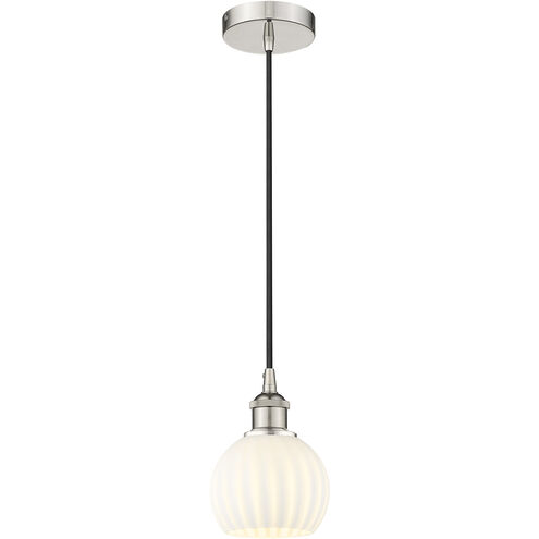 Edison White Venetian 1 Light 6 inch Polished Nickel Cord Hung Mini Pendant Ceiling Light