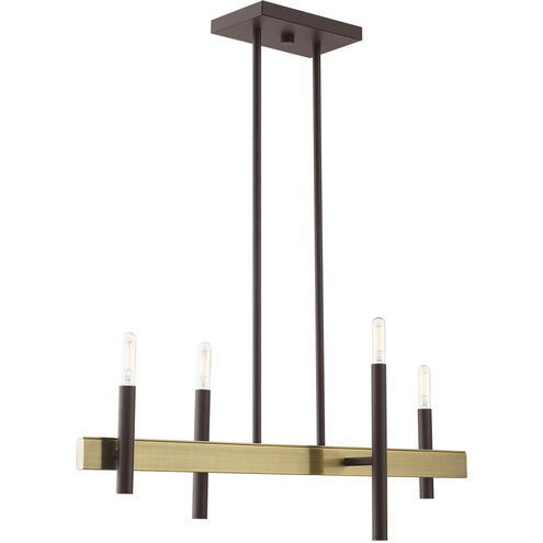 Denmark 4 Light 7 inch Bronze with Antique Brass Accents Chandelier Ceiling Light