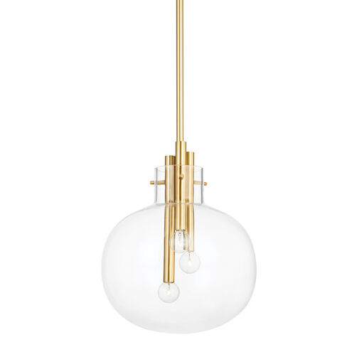 Hempstead 3 Light 13.75 inch Aged Brass Pendant Ceiling Light, Small