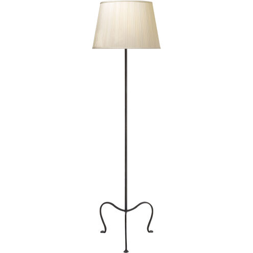 J. Randall Powers Albert 59 inch 75.00 watt Aged Iron Tri-Leg Floor Lamp Portable Light in Silk Box Pleat, Petite