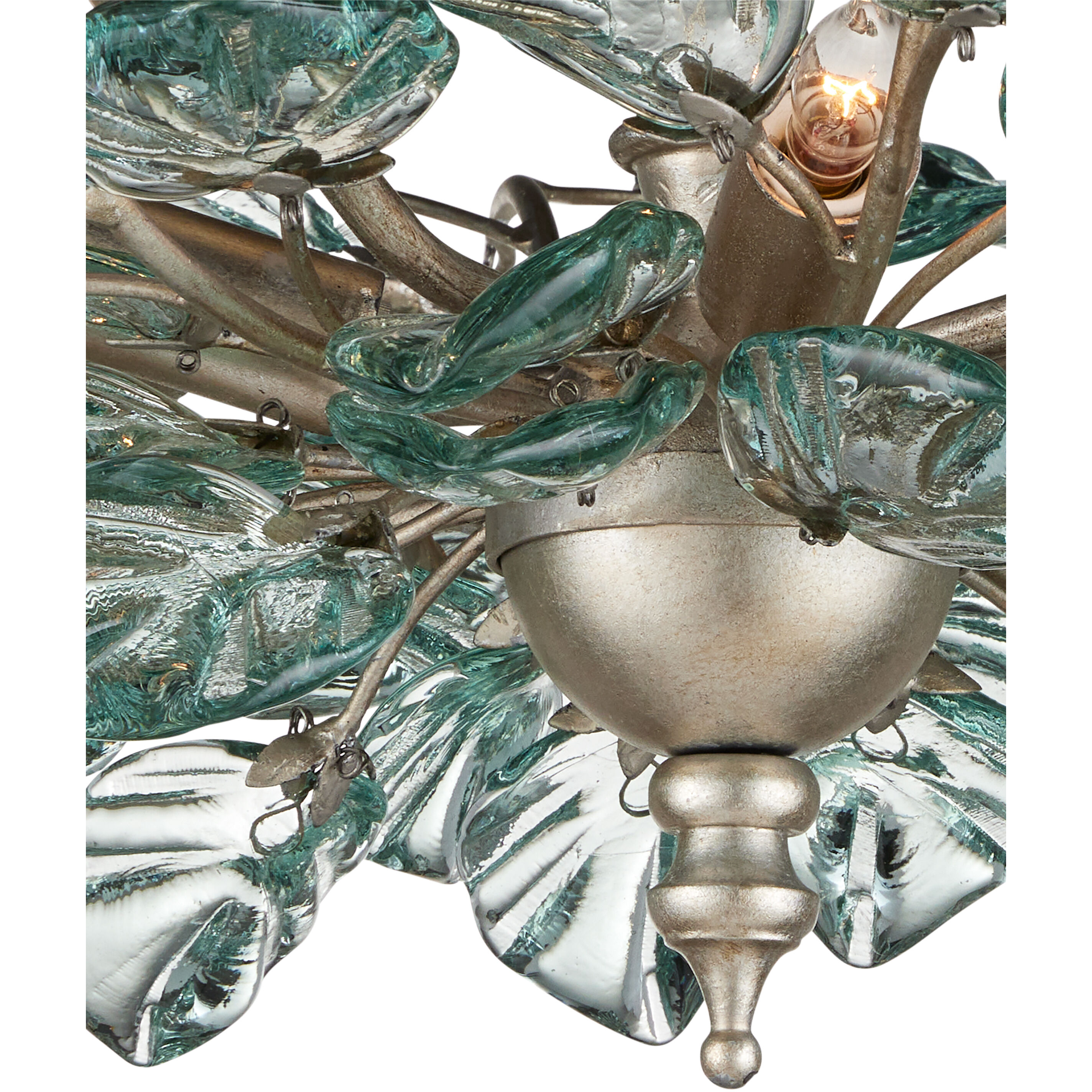 Baobab 8 Light 33.5 inch Contemporary Silver Leaf/Clear Semi-Flush Mount Ceiling Light