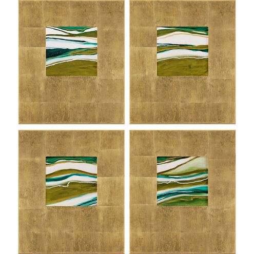 Abstract Collection Hand Painted Wood with Gold Leaf Wall Sculpture