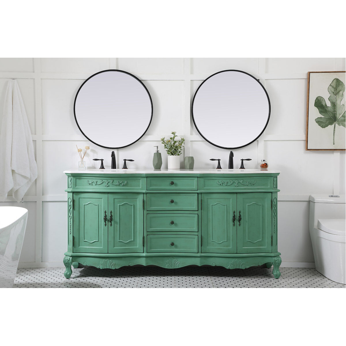 Danville 72 X 21 X 36 inch Vintage Mint Vanity Sink Set