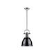 Duncan 1 Light 9 inch Chrome Mini Pendant Ceiling Light in Black, Small